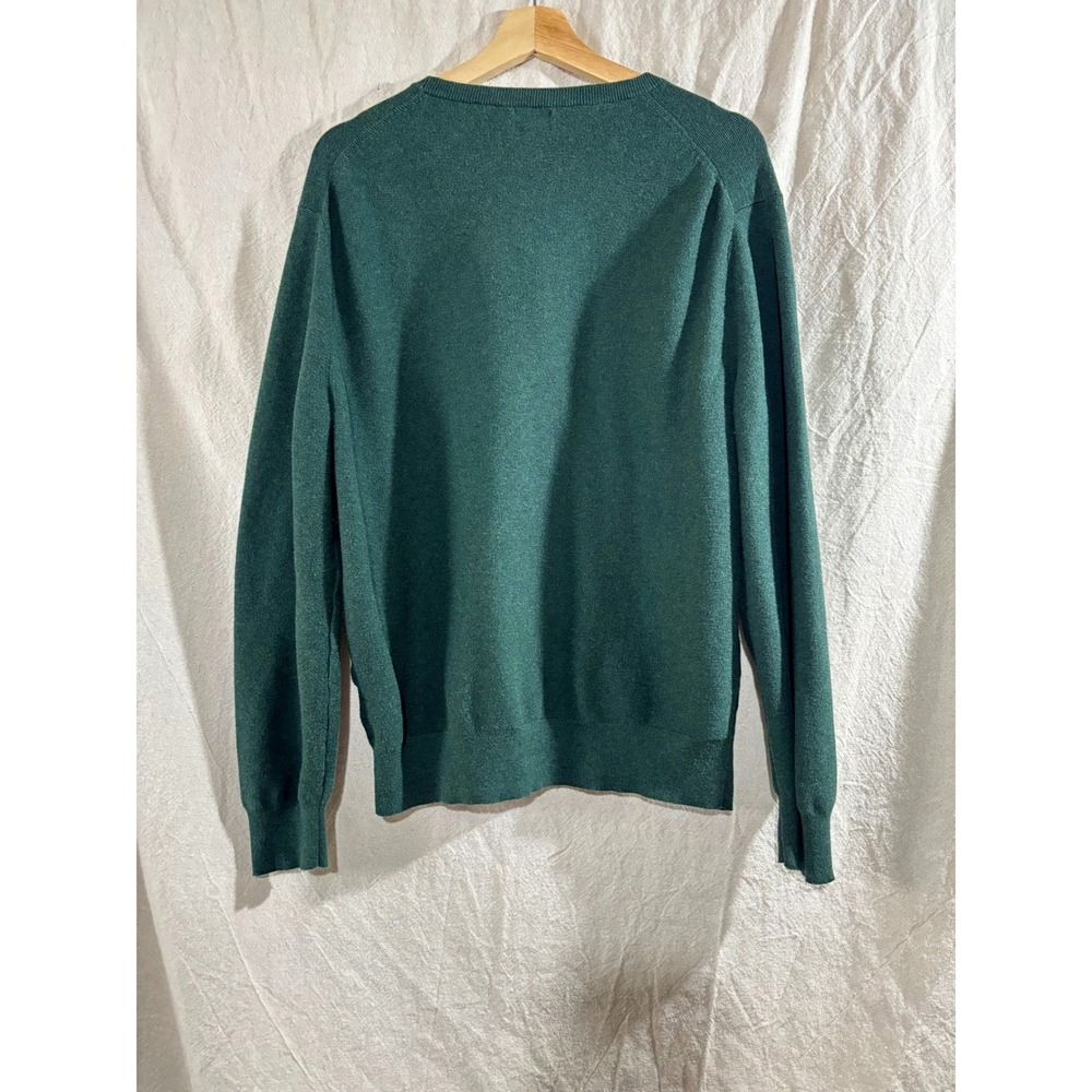 J. Crew Mens Large Green 100% Cotton Crewneck Raglan Knit Sweater